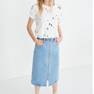 NWT Madewell Denim Zip Midi Skirt in Janice Wash size 23